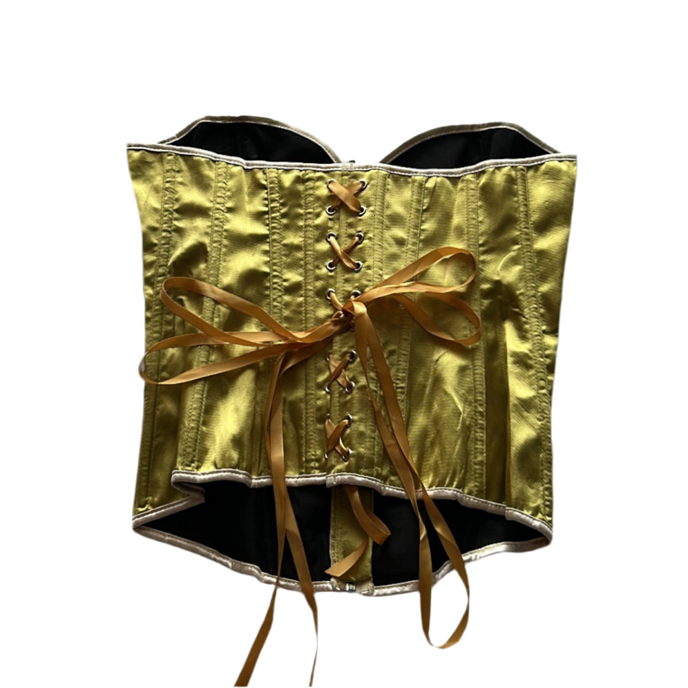 Yellow Front Zip Strapless Corset Top