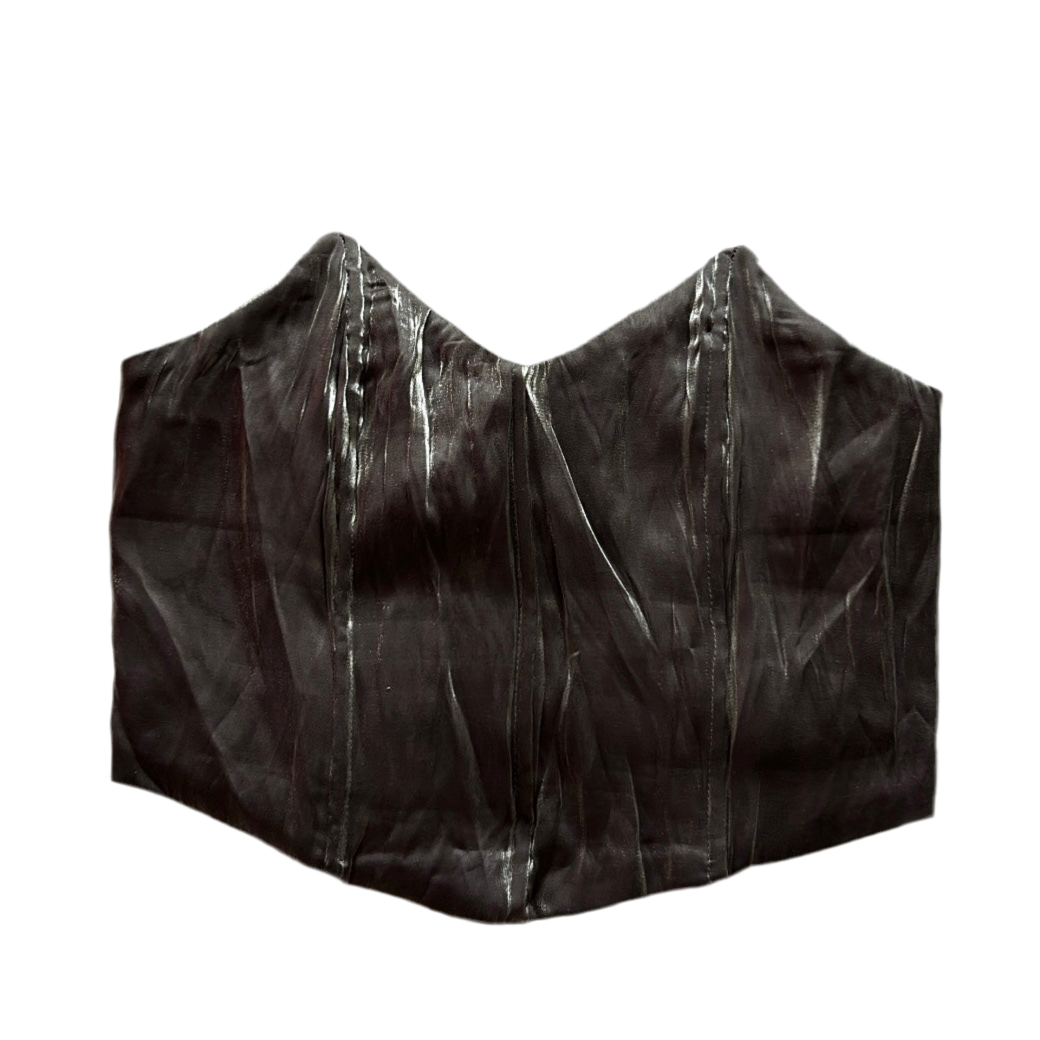 Metallic Effect Strapless Back Zip Top