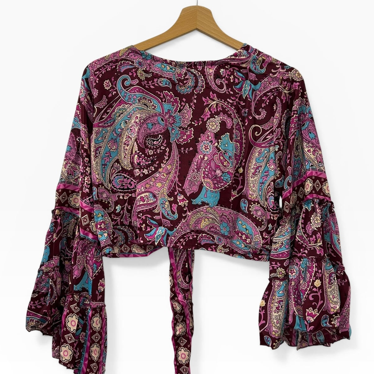 Dead stock retro coloublock hot pink tie top