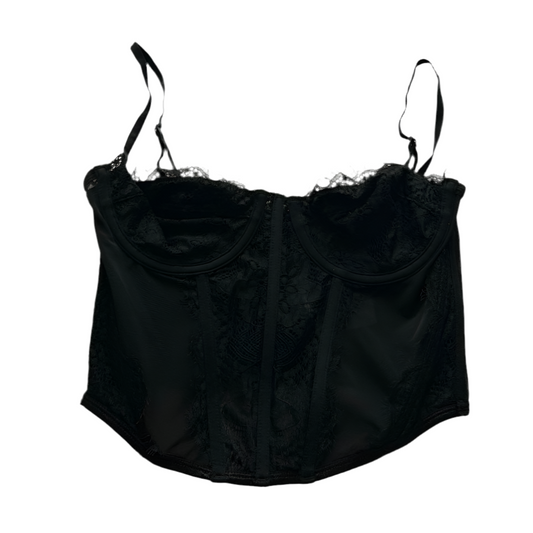 Black Lace Trim Corset Top (Adjustable Strap)