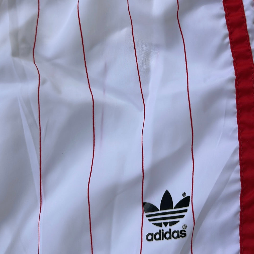 Adidas red stripe vintage booty shorts (adjustable waist)