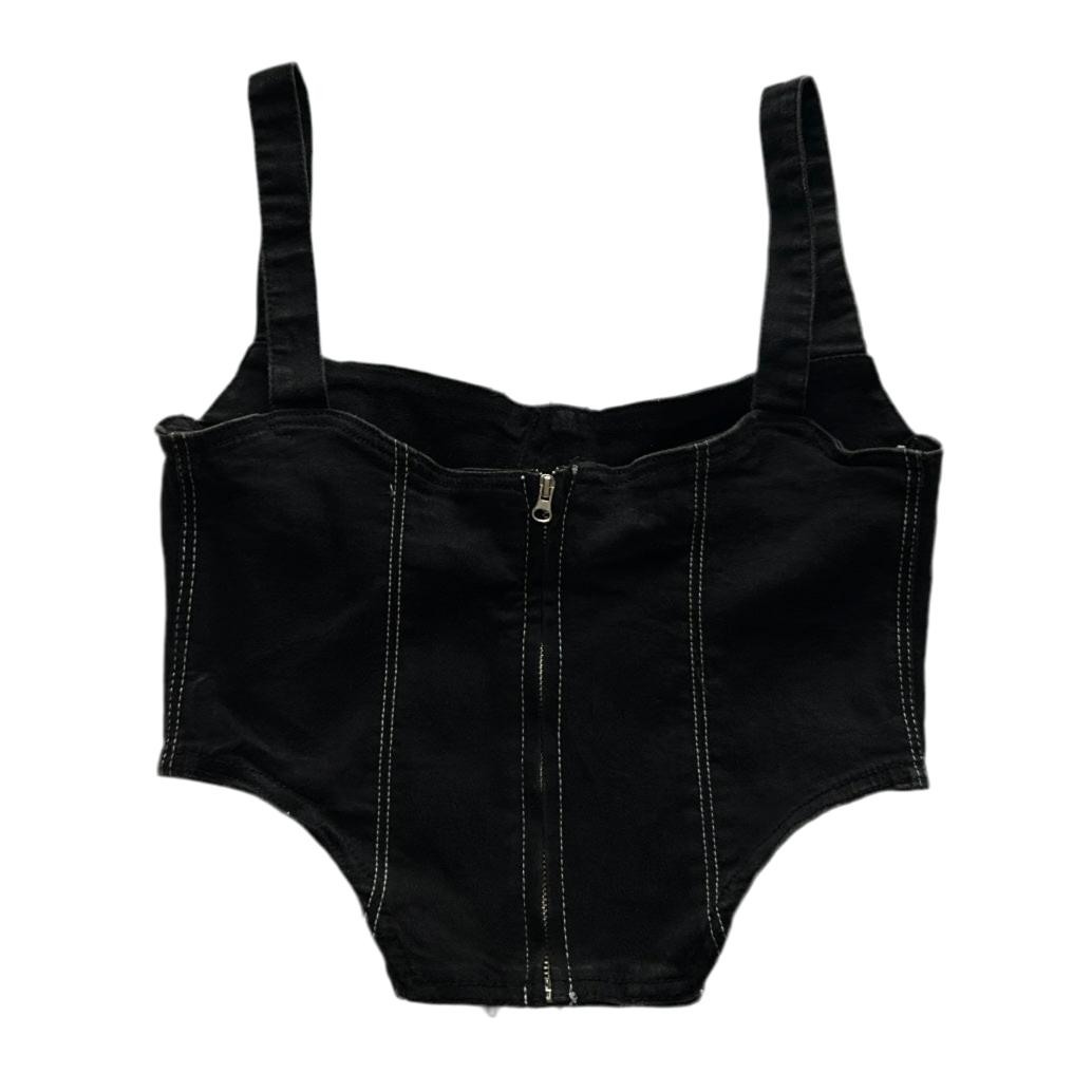Black Denim Corset Style Top
