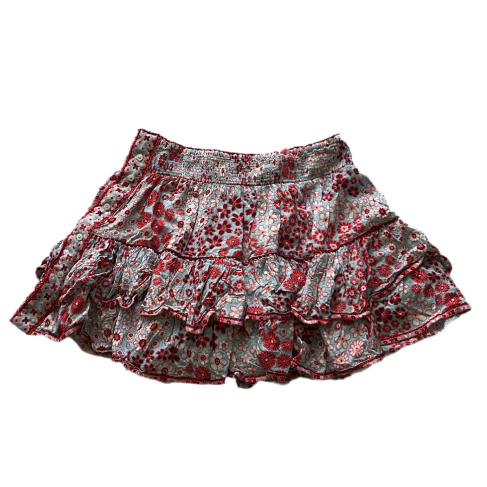 Floral Ruffle Mini Skirt