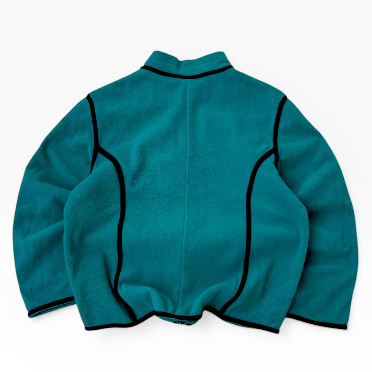 Blue-Green fleece hacket with black linning