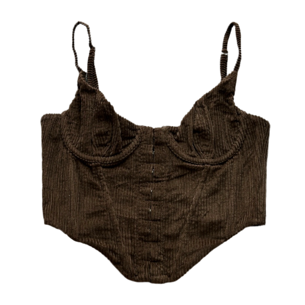 Corduroy Back-Zip Corset Top (Adjustable Strap)