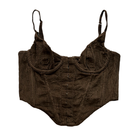 Corduroy Back-Zip Corset Top (Adjustable Strap)