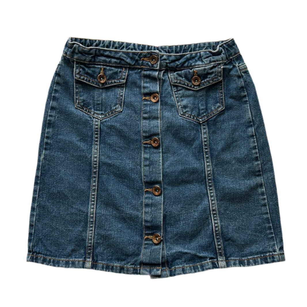 Button-Up Denim Mini Skirt