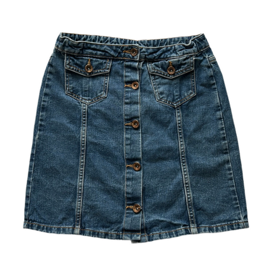 Button-Up Denim Mini Skirt