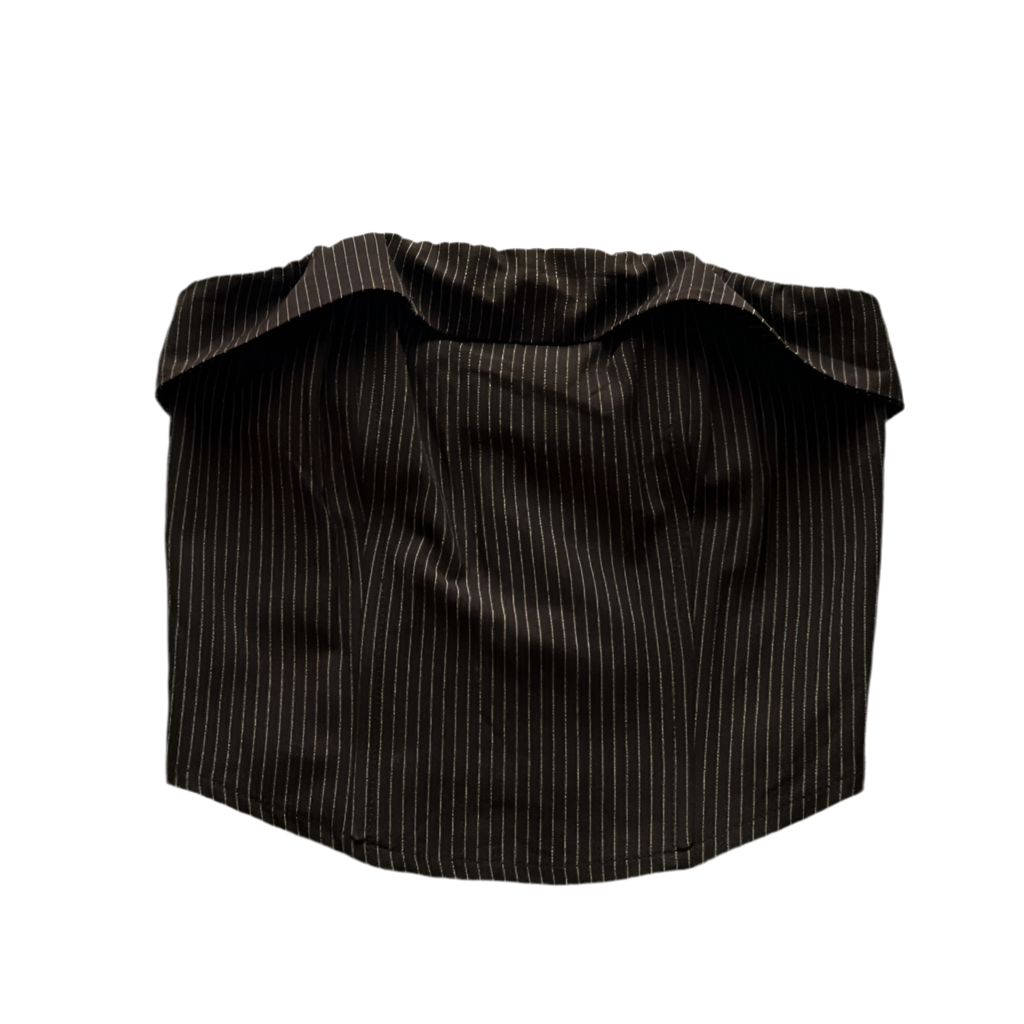 Office Siren Strapless Choco Brown Stripped Corset Style Top (Side Zip)