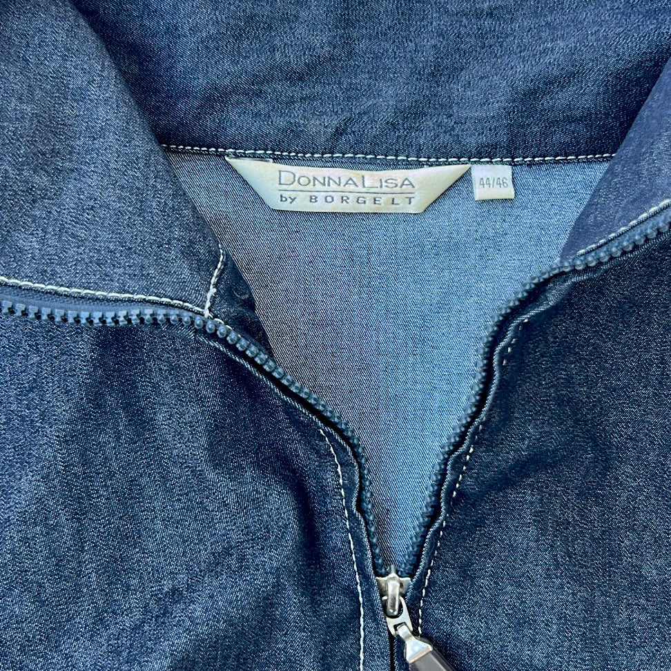 Long light denim full zip jacket