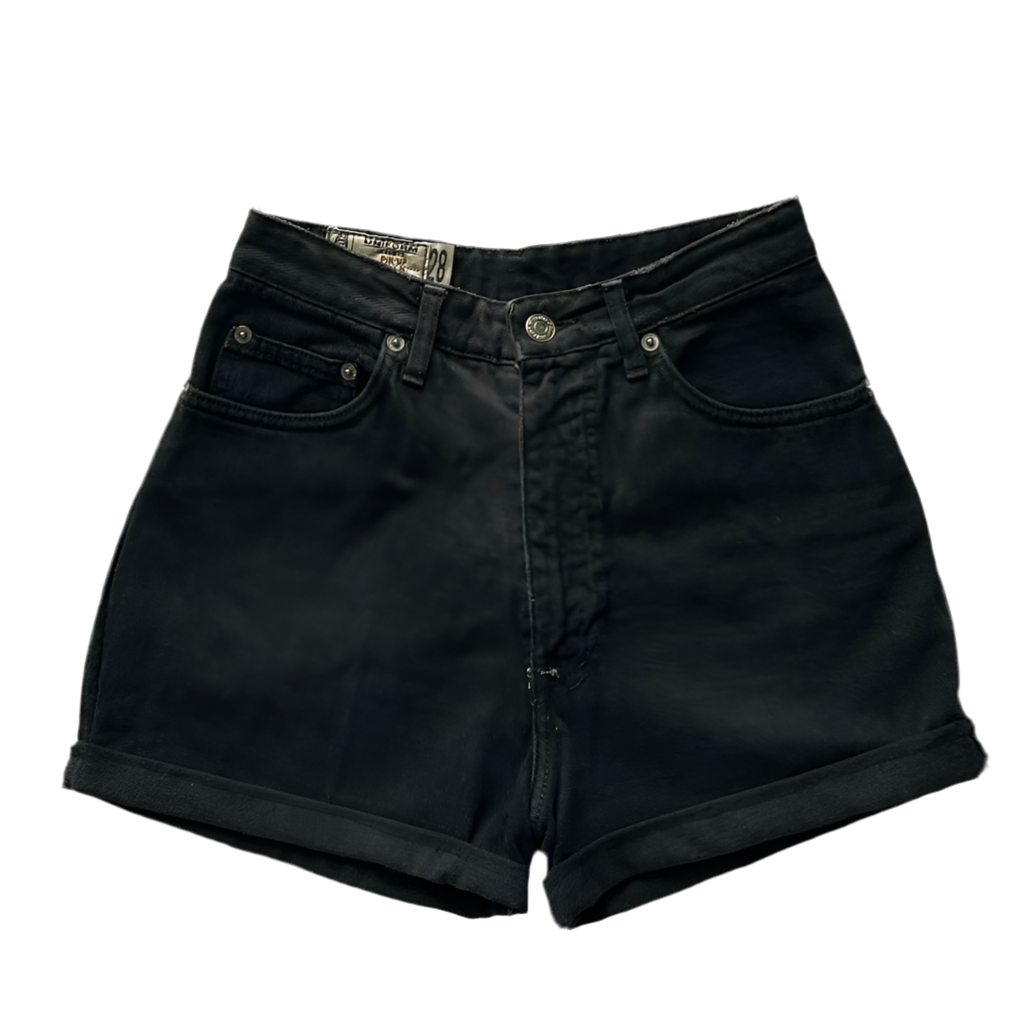 Uniform High-Waisted Black Denim Shorts