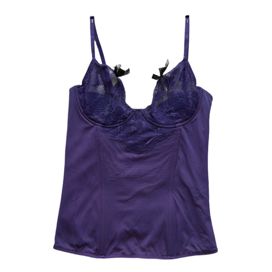 Purple lace trim corset top