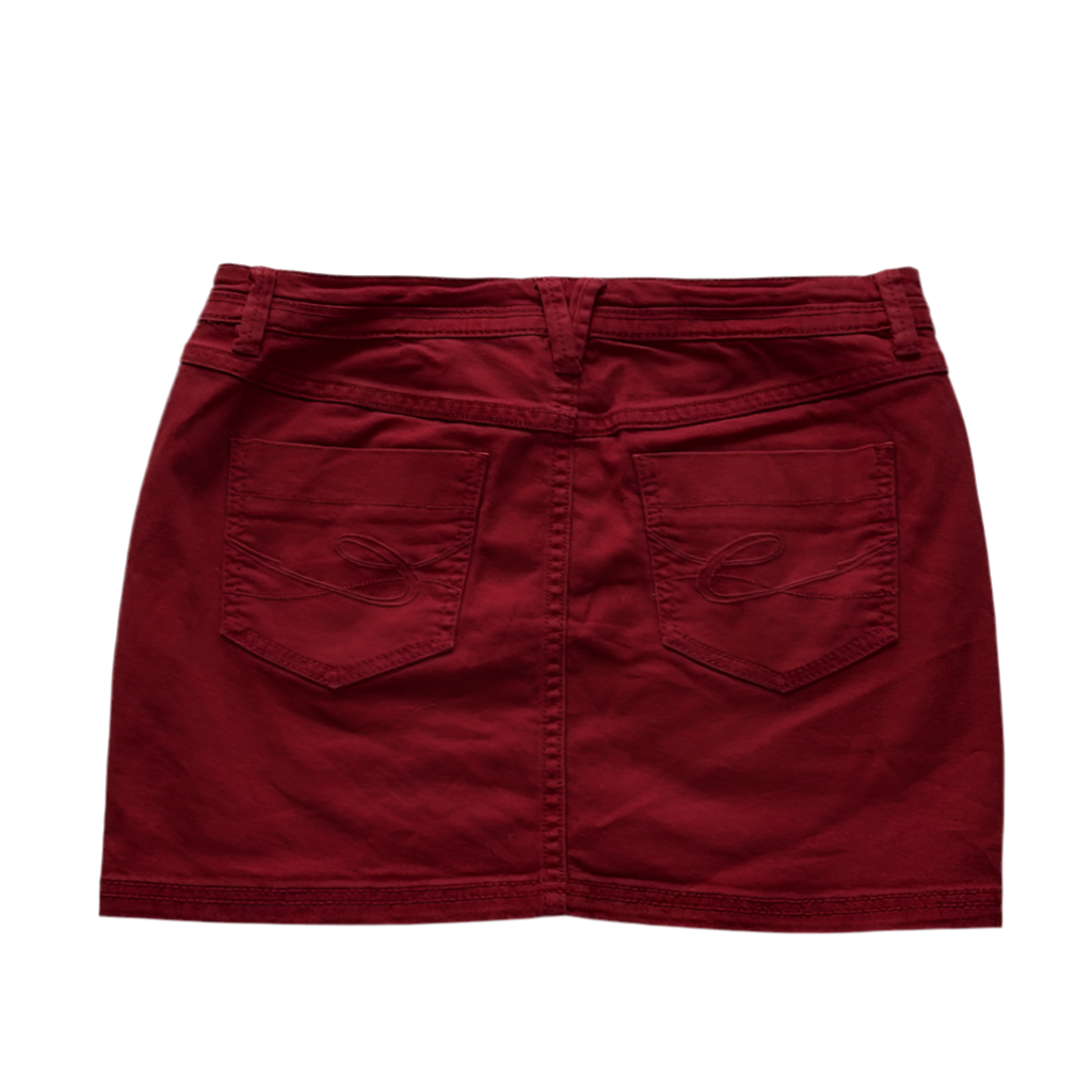 edc Berry Red Mini Elastic Denim Skirt