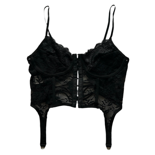 Black Lace Trim Corset Top