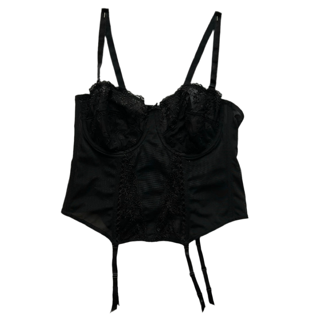 Black lace trim corset top (Adjustable Strap)