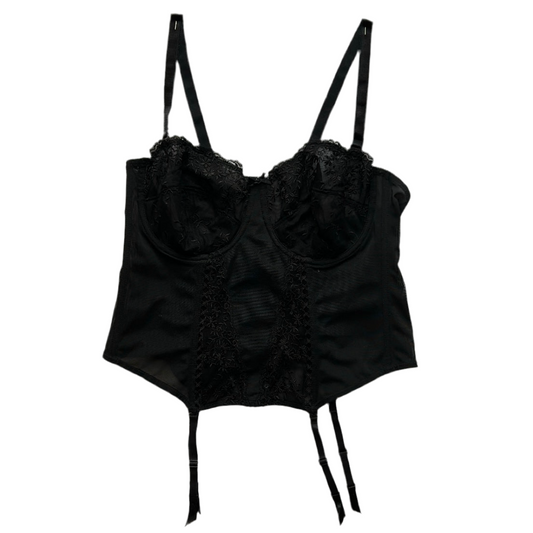 Black lace trim corset top (Adjustable Strap)