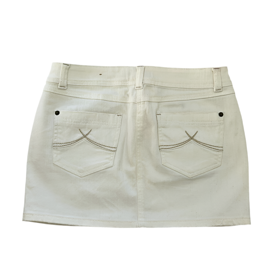 “Denim Life By Pimkie “ White Elastic Denim Mini Skirt