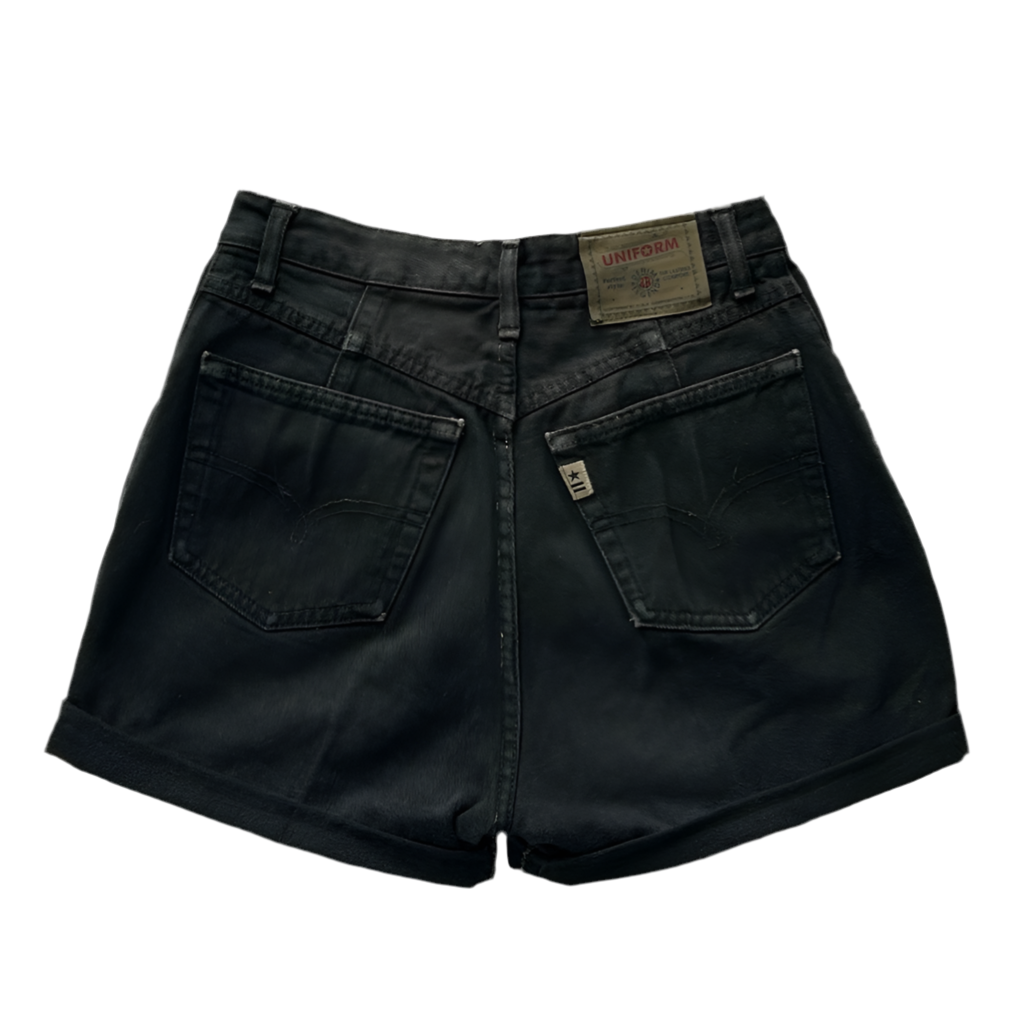 Uniform High-Waisted Black Denim Shorts