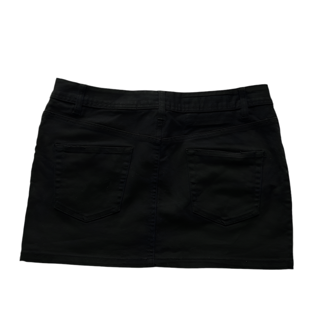 Black Elastic Denim Mini Skirt
