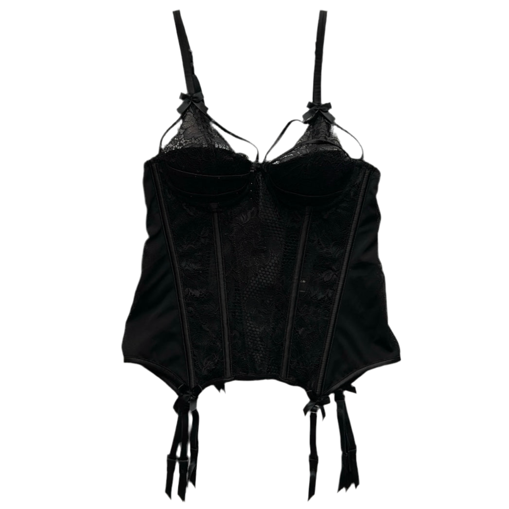 Lace Trim x Bow Details Corset Top (Adjustable Strap)