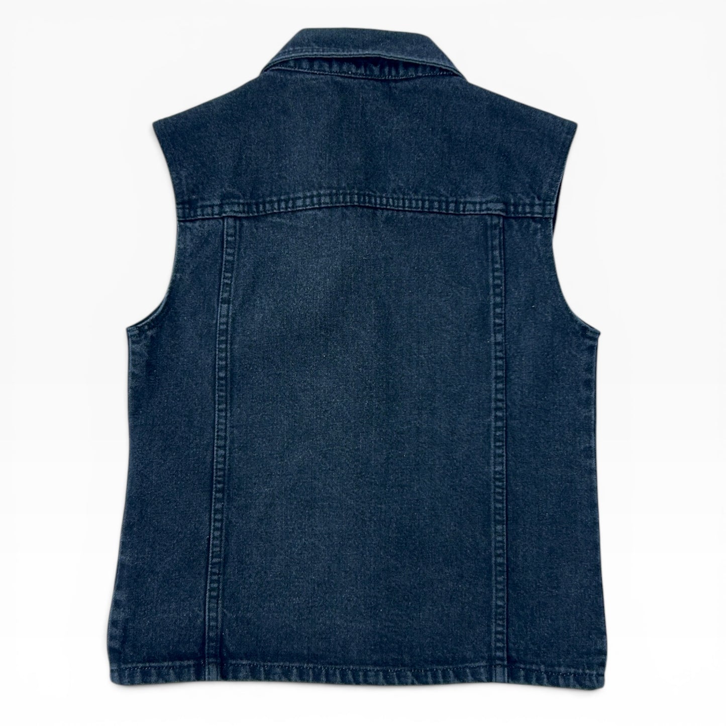 STONE black vintage denim vest jacket