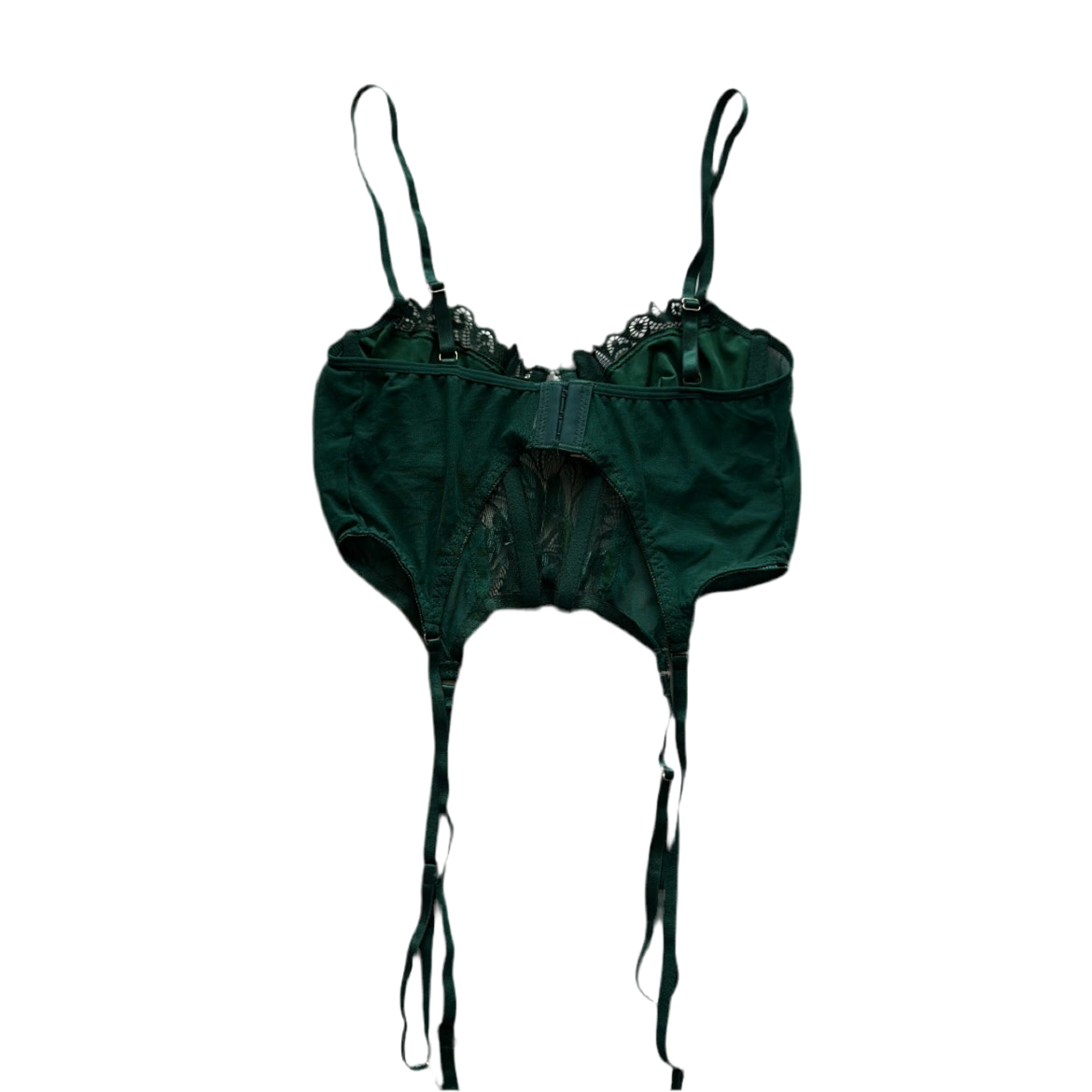 Emerald Green Lace Trim Corset Top (Adjustable Strap)
