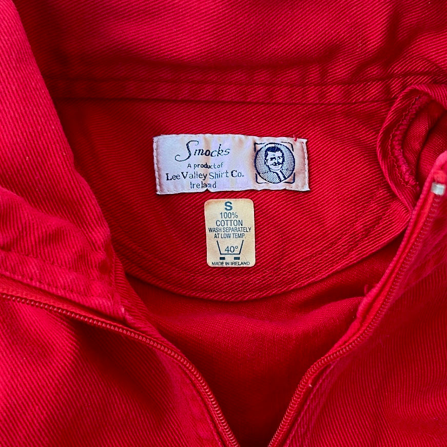 Smocks vintage 1/4 Zip hot red denim adjustable overtop