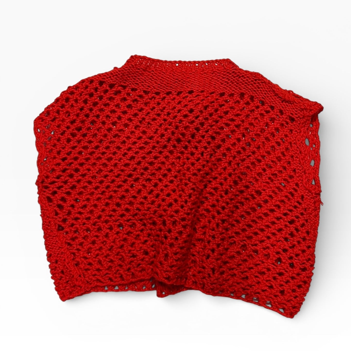 Knitted red cropped vest cardigan