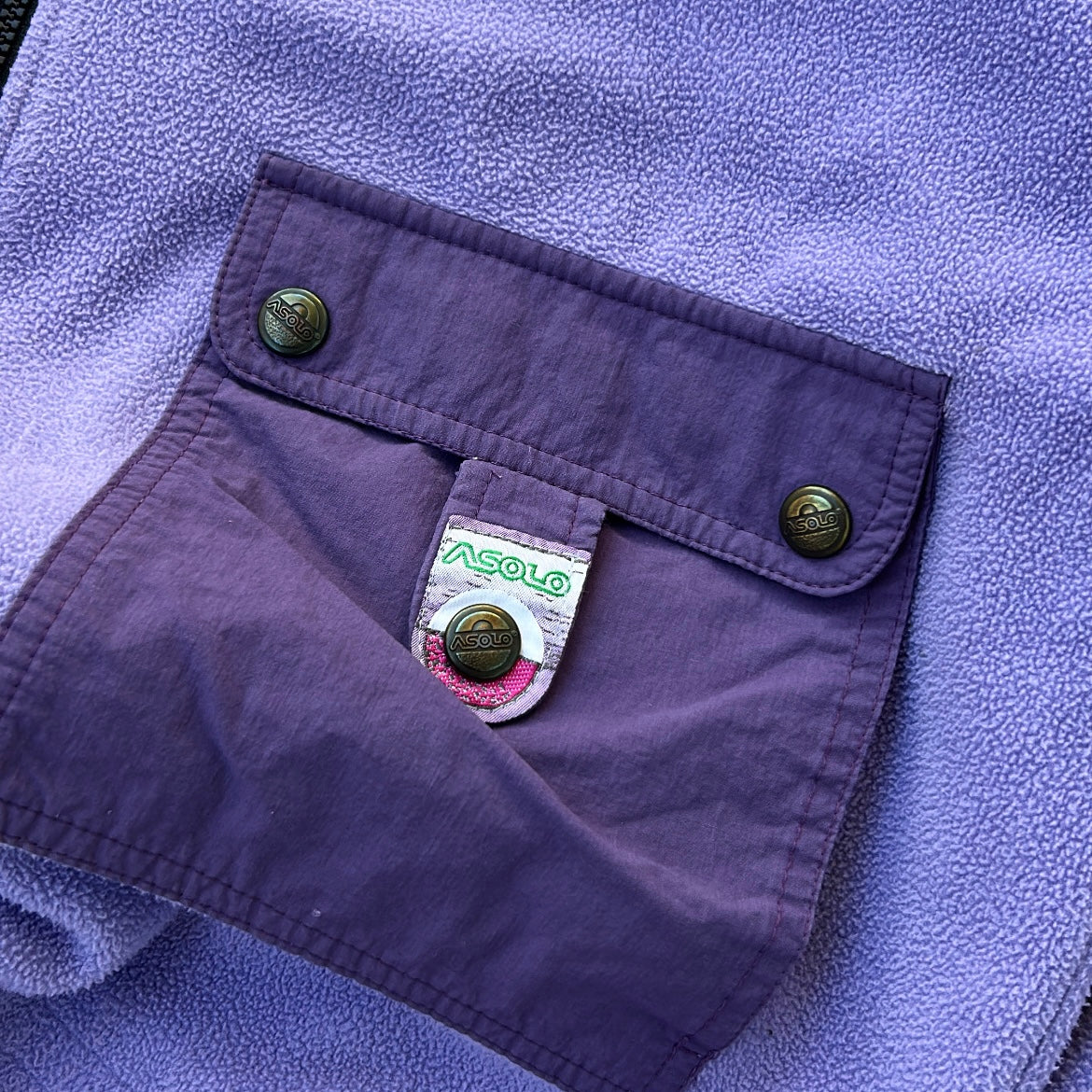 Vintage Asolo Lilac & Purple Full Zip Fleece Jacket with Removable hoodie