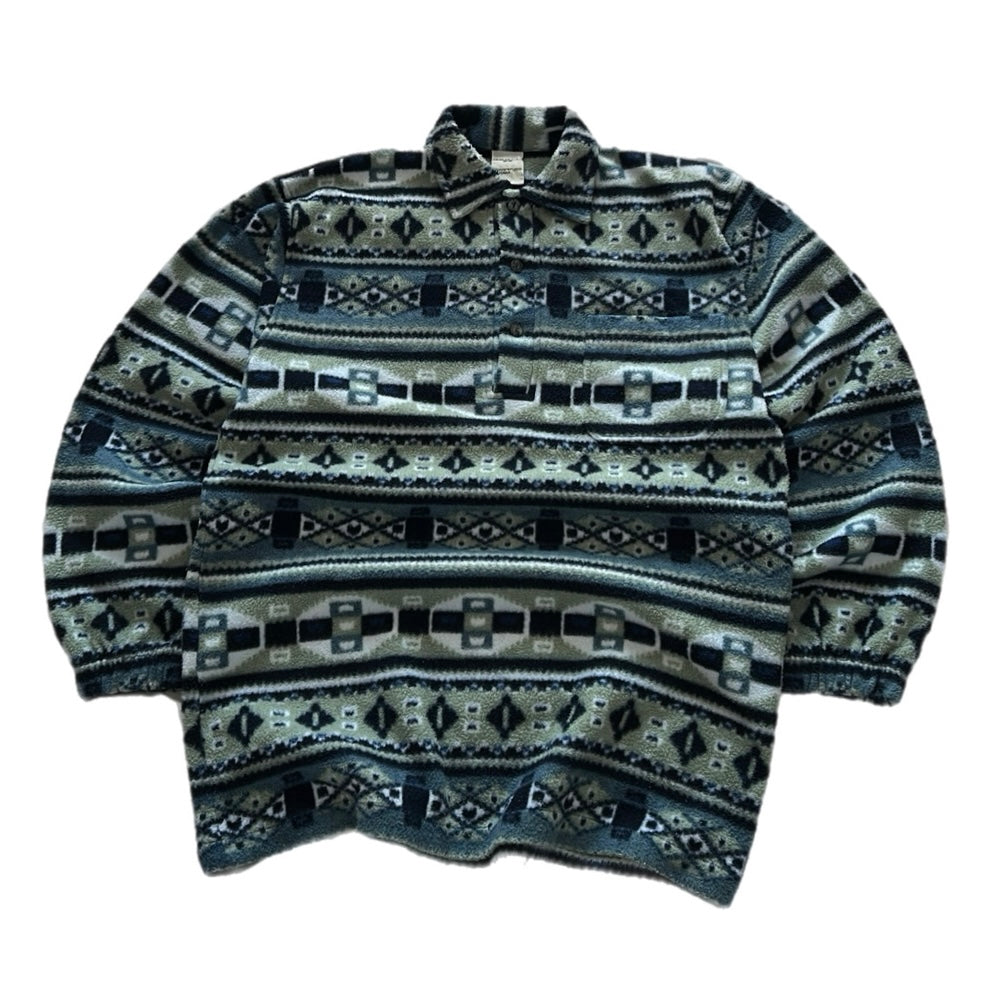 Flannel-like 1/4 Button Fleece Shirt