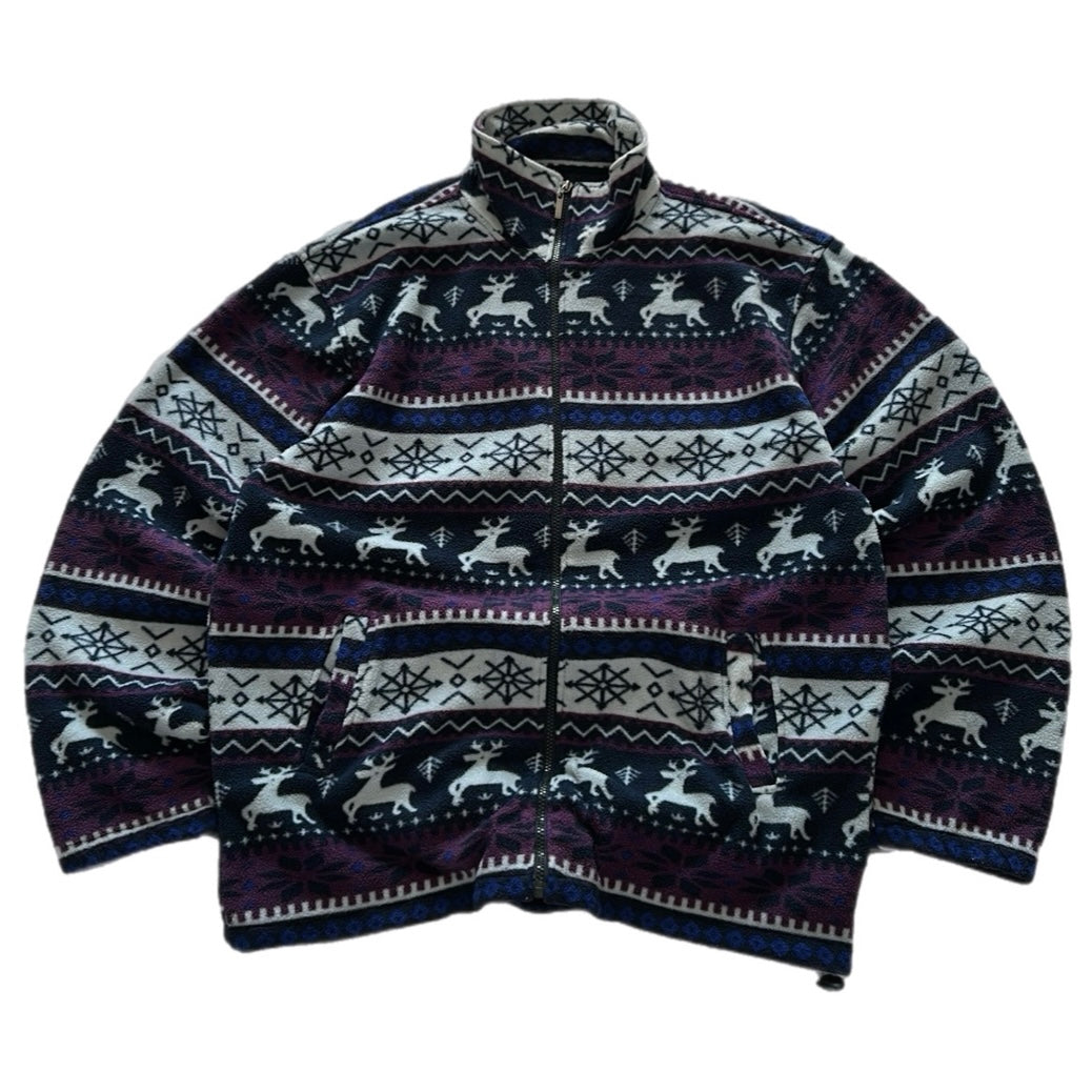 Vintage Crazy Pattern Fleece Jacket