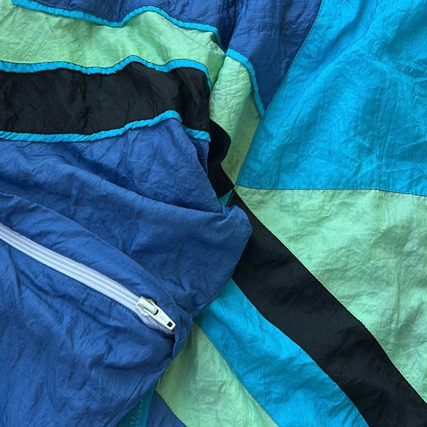 90s Multicoloured Shell Zip-Up Jacket With Removable Sleeves
