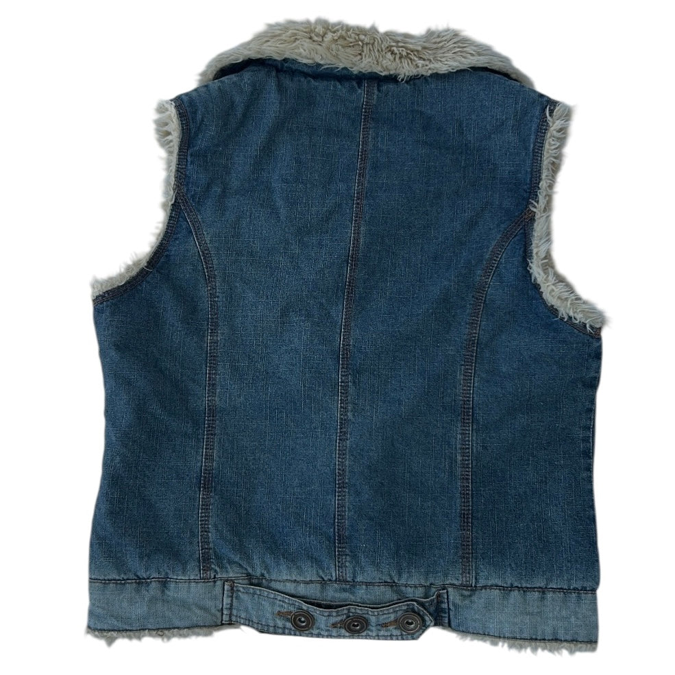 Rare Denim Vest With Checkered & Fuzzy Inside