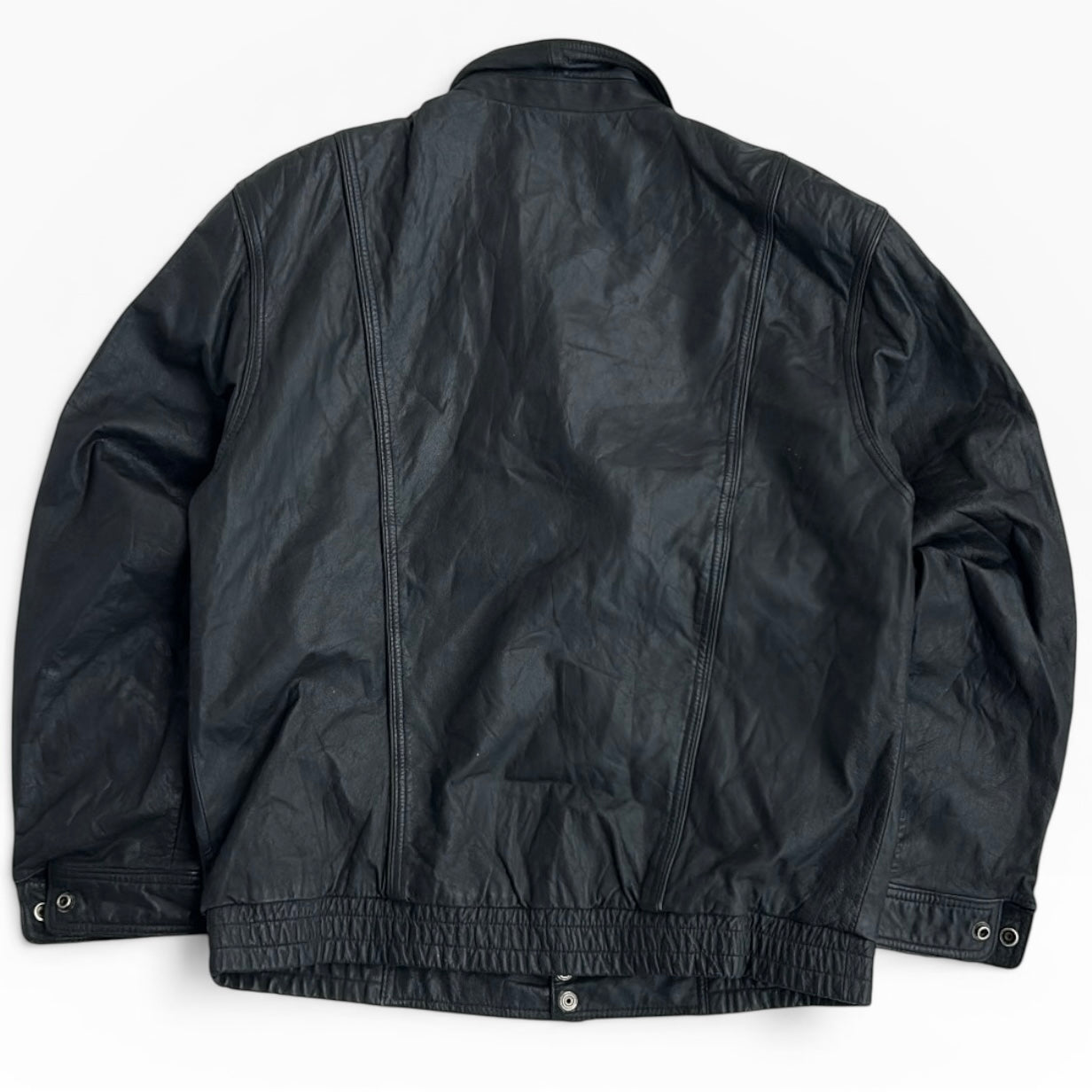 Hunt Club Vintage black leather full zip bomber jacket