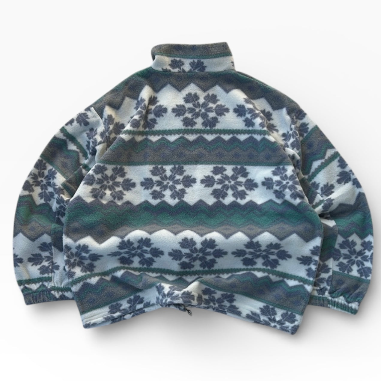 Vintage Full Zip Snowflake Adjustable Fleece Jacket
