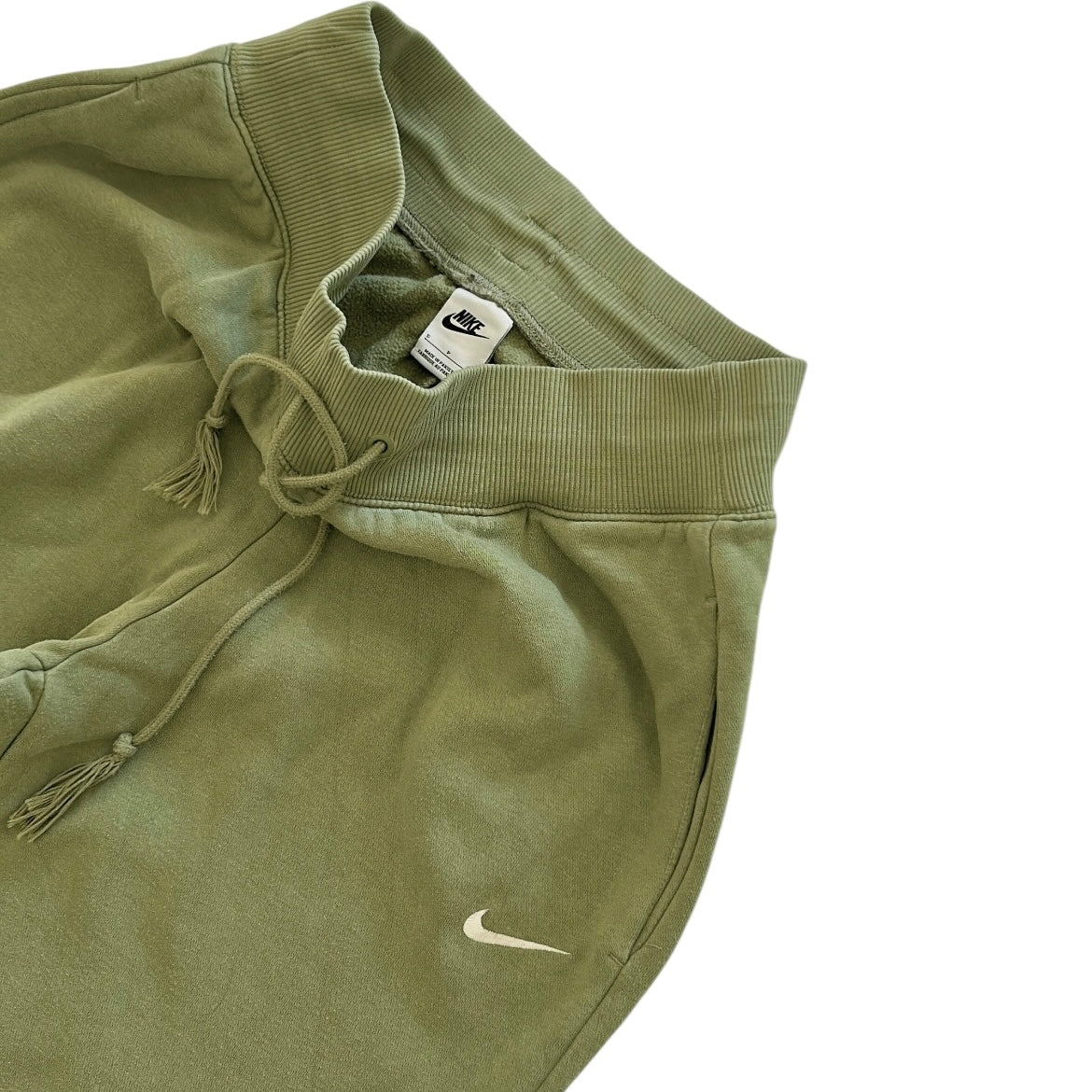 Nike mini swoosh oversized high rise joggers in alligator green