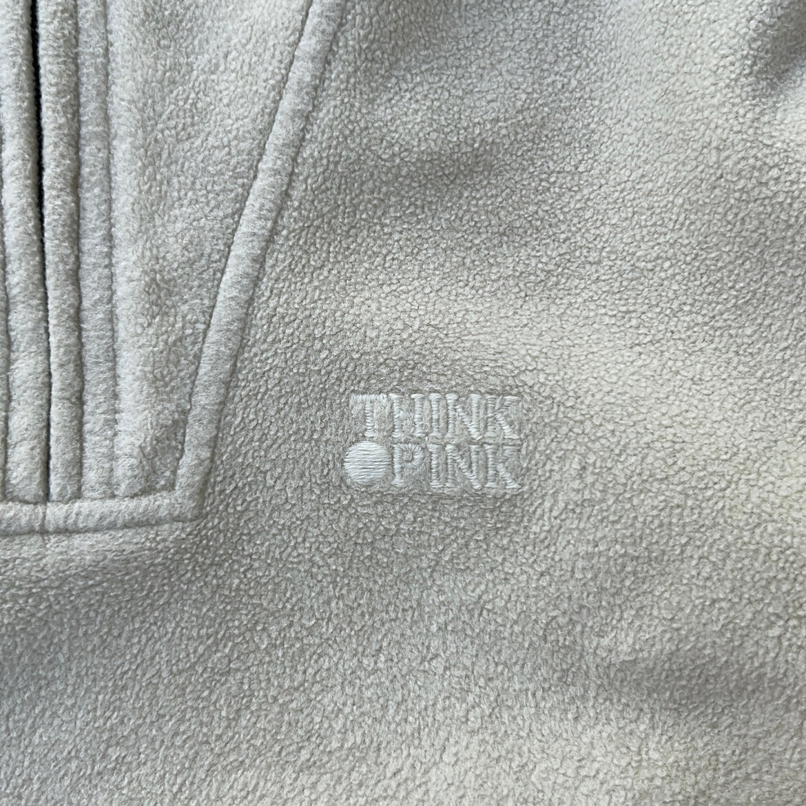 Think Pink Beige 1/4 Zip Fleece