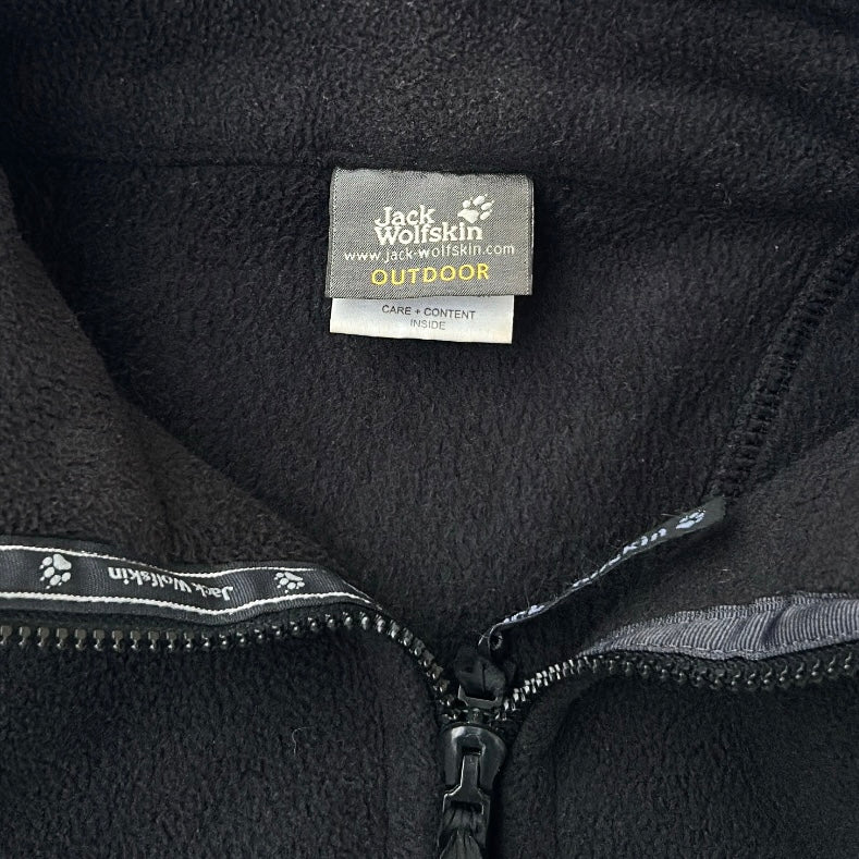 Jack wholfskin Black Fleece Adjustable Jacket With Embroidered Logo
