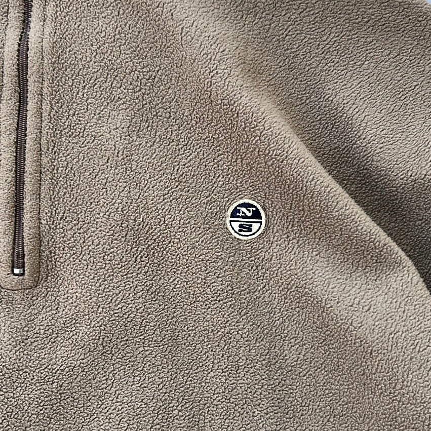 Vintage North Sails 1/4 Zip Beige x Navy Collar details Fleece
