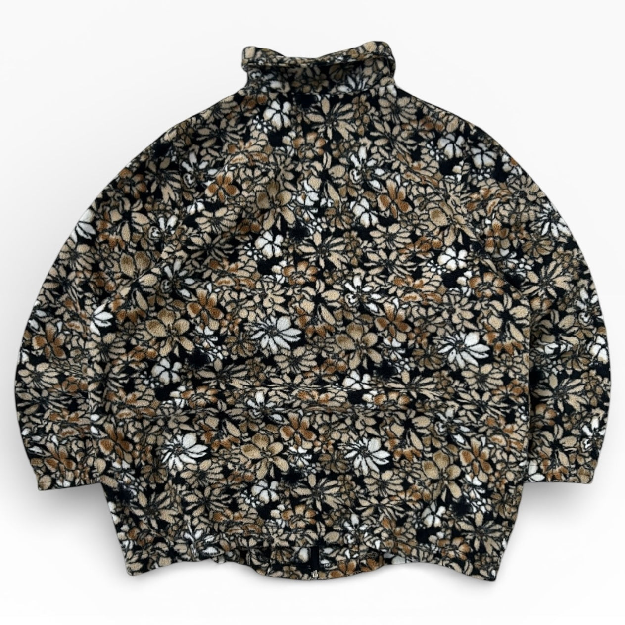 Retro style floral full zip crazy fleece jacket with pockets