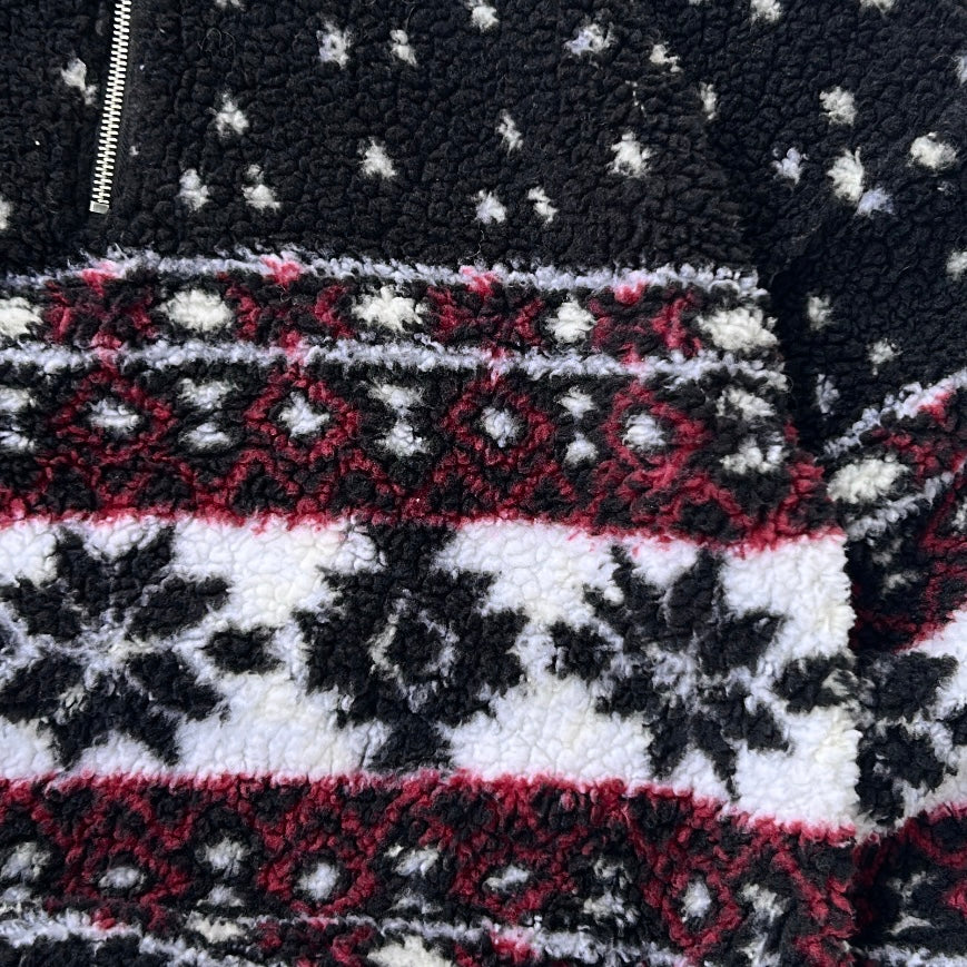 Fuzzy 1/4 Zip Patterned Adjustable fleece