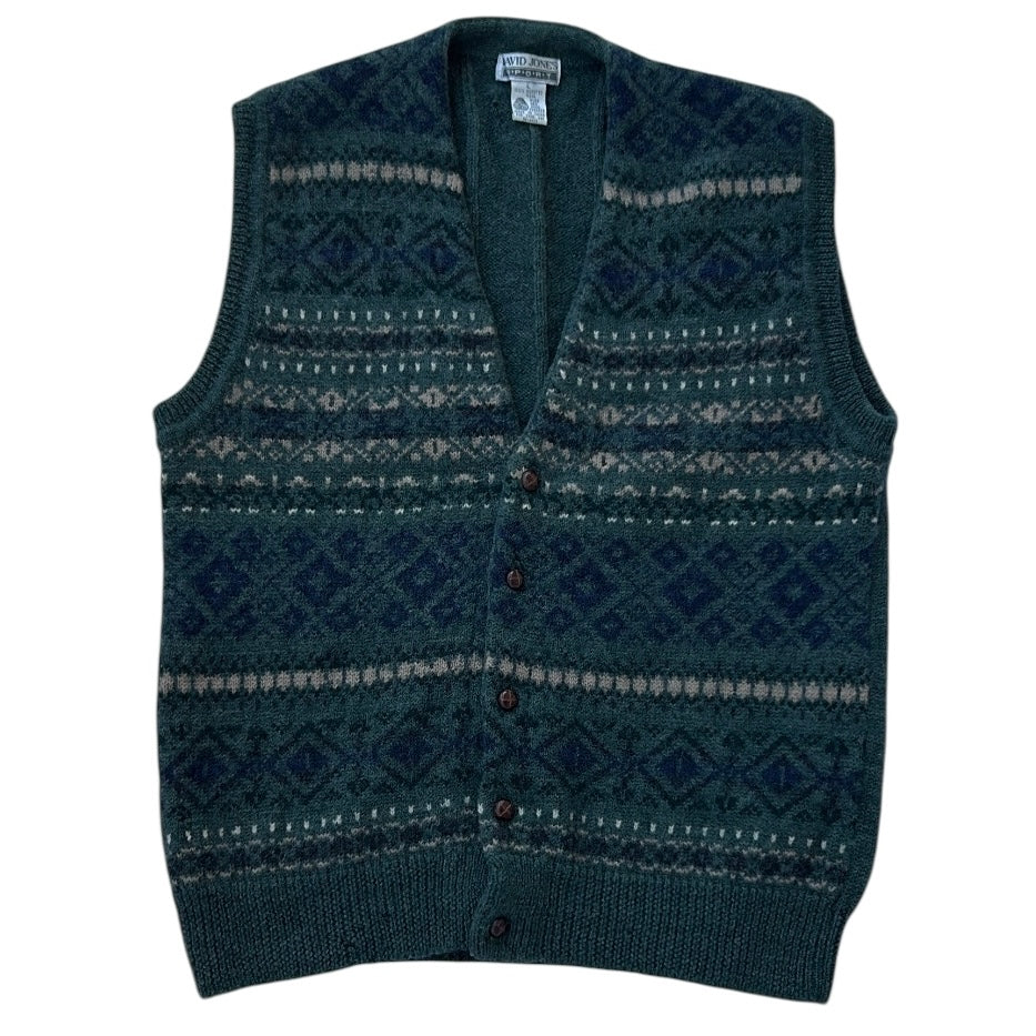 David Jones Button Up 100% Worsted Wool Vest