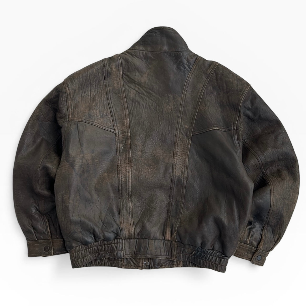 Real Leather Brown Vintage Full Zip Bomber Jacket