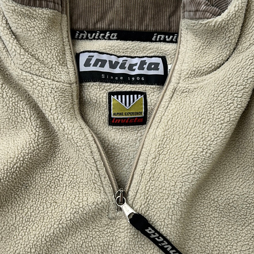 Invicta x Polartech Beige 1/4 Zip Fleece With Corduroy Neck Line