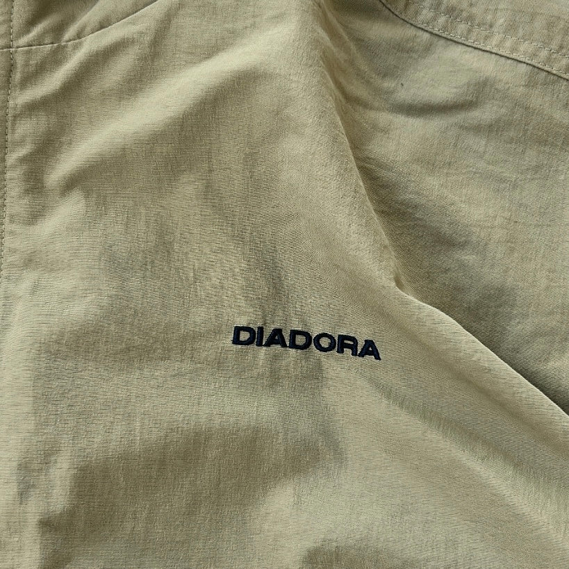 Diadora Beige Track Jacket With Hidden Hoodie And embroidered Logo