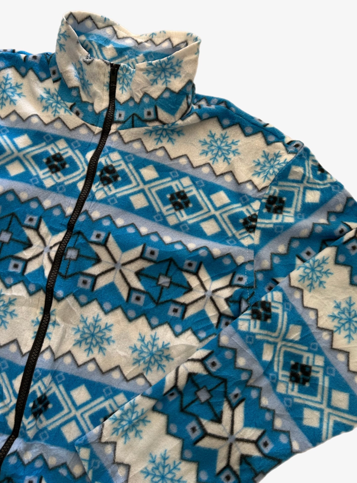 Vintage Polar Snowflake Design Fleece Jacket