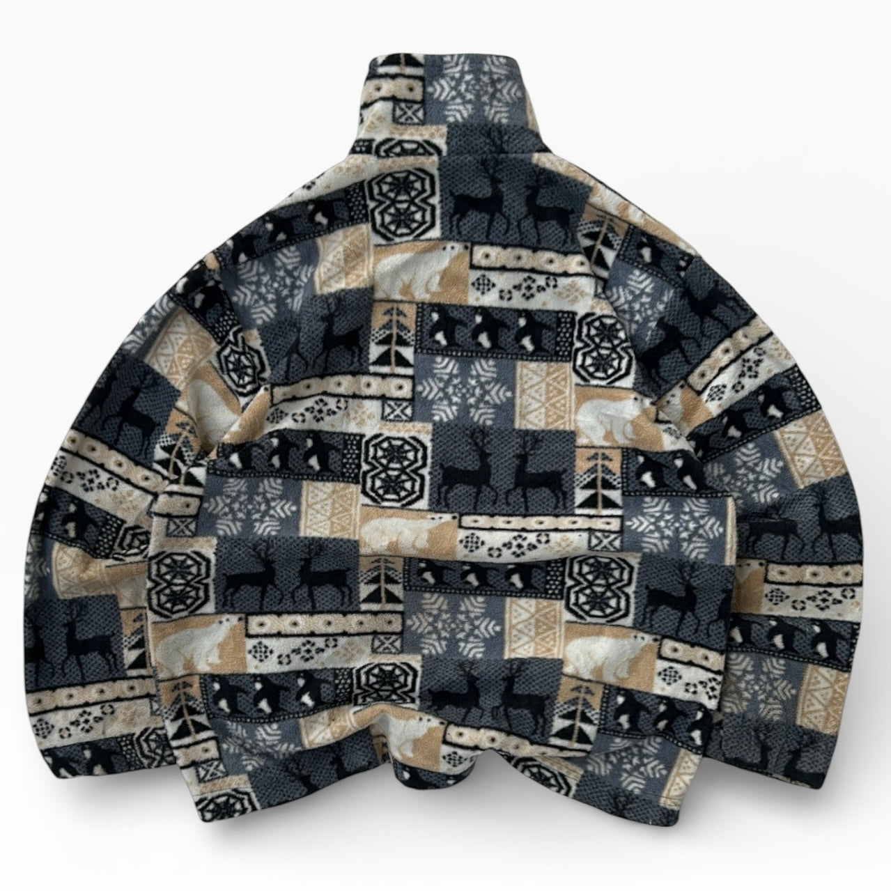 Reindear patterned full zip crazy fleece jacket with pockets