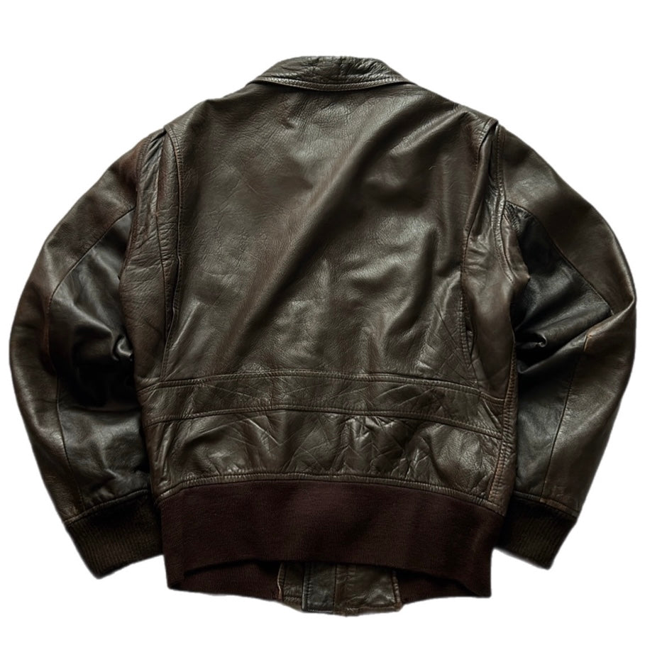 Brown Leather Bomber Fit Jacket