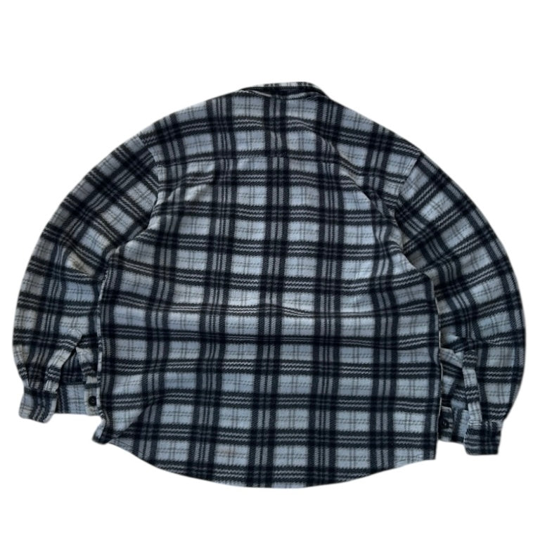 Black x White Fleece Checkers Full Button Up Flannel Overshirt