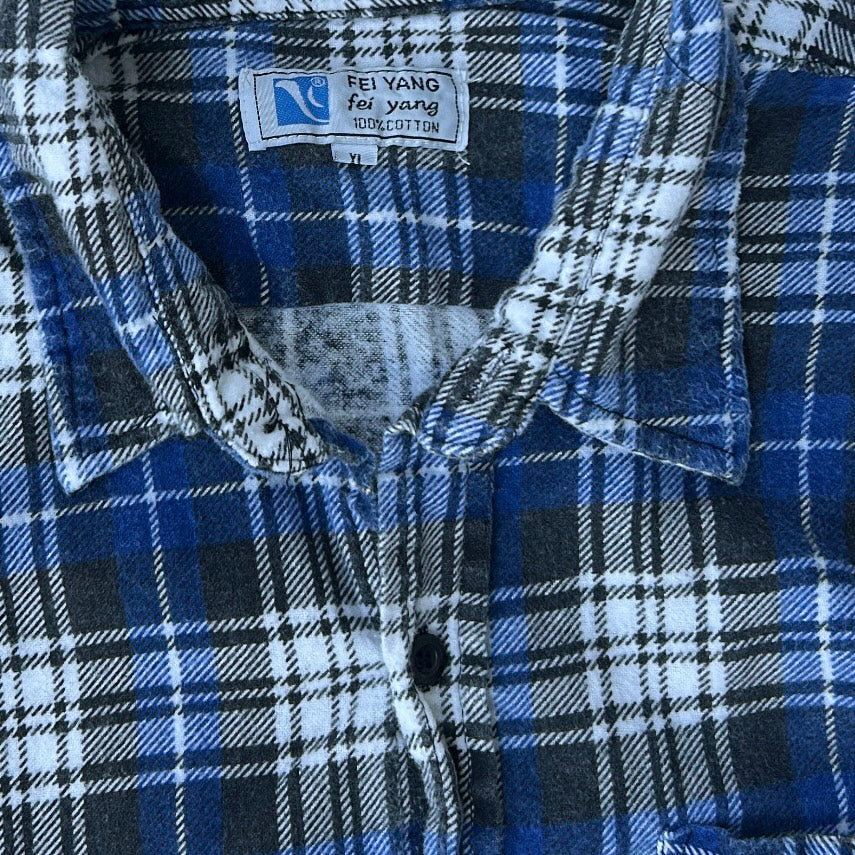 Vintage Blue & White Flannel OverShirt